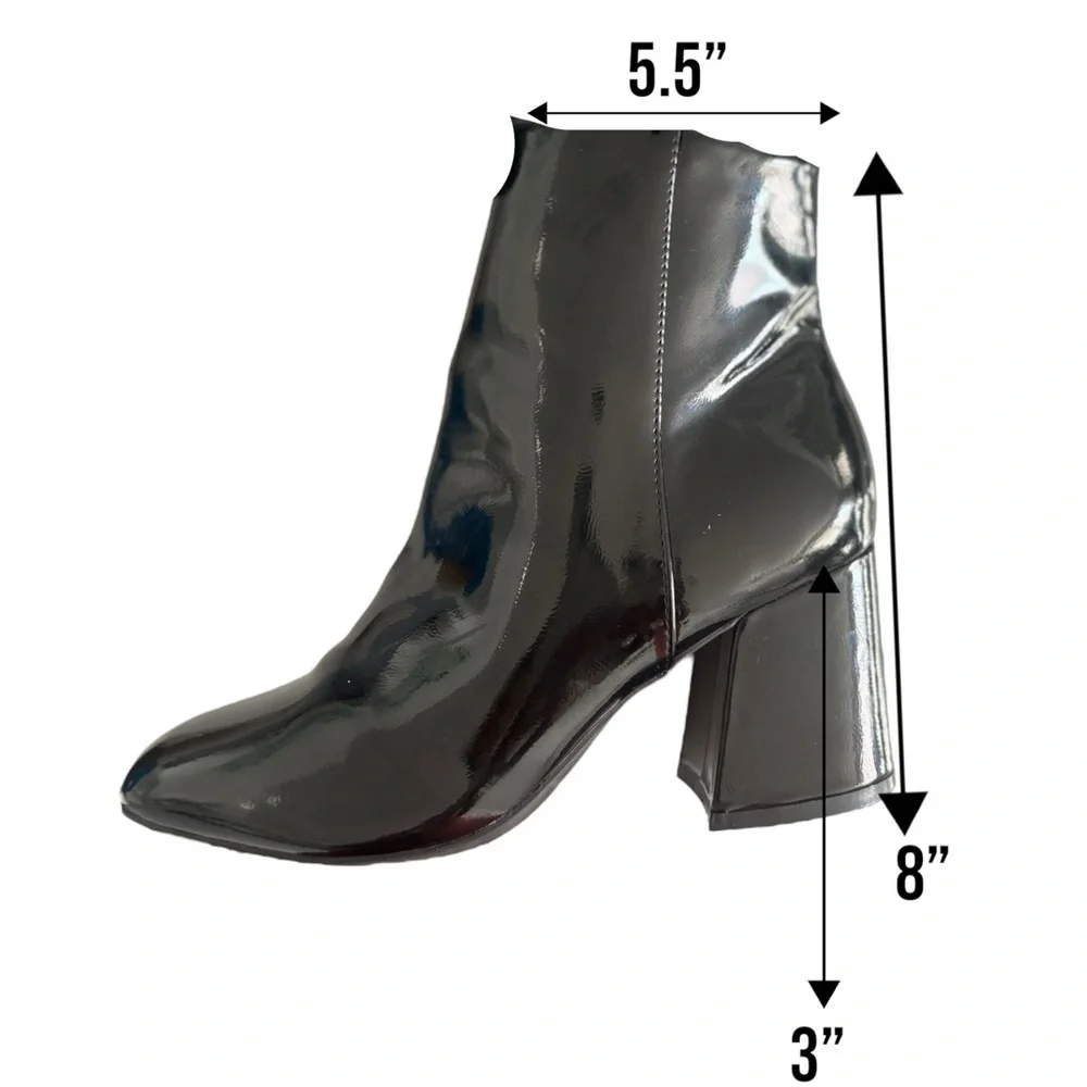 Rouge Helium Black Patent Leather Ankle Boot Vintage Y2K Boho SZ 9/39 Women‎